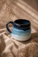 Handmade Ocean Bubble Mug blue ceramic coffee mug with artisan pottery glaze